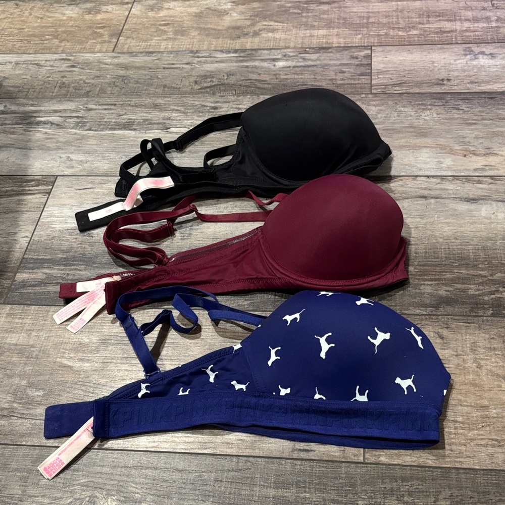 PINK Victoria's Secret Black, Burgundy, and Blue Bras - Picture 4 of 5